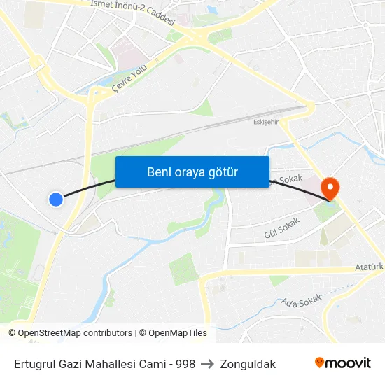 Ertuğrul Gazi Mahallesi Cami - 998 to Zonguldak map