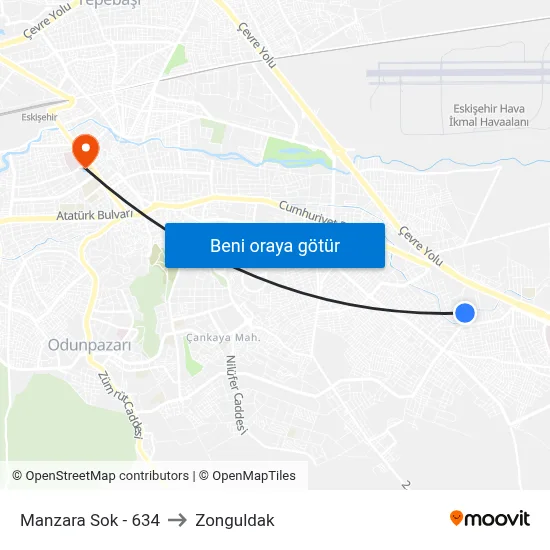 Manzara Sok - 634 to Zonguldak map