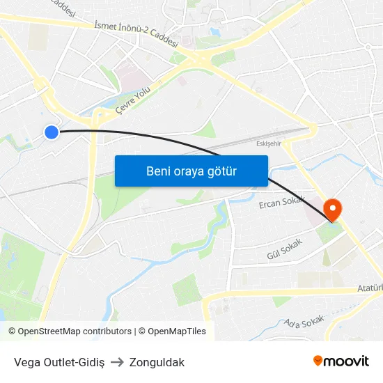 Vega Outlet-Gidiş to Zonguldak map