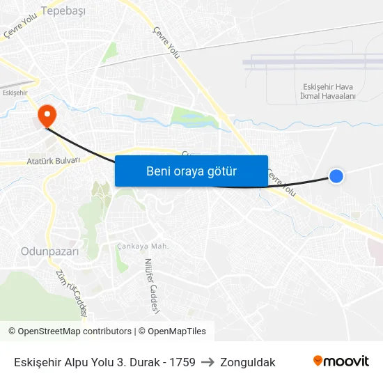 Eskişehir Alpu Yolu 3. Durak - 1759 to Zonguldak map