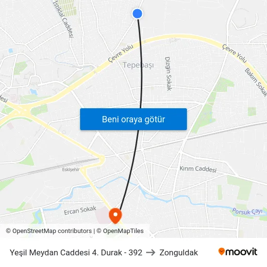 Yeşil Meydan Caddesi 4. Durak - 392 to Zonguldak map
