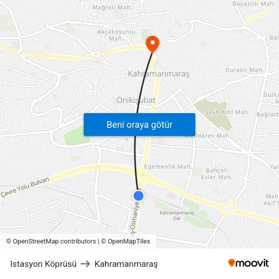 Istasyon Köprüsü to Kahramanmaraş map
