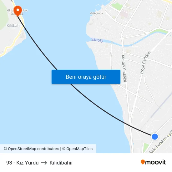 93 - Kız Yurdu to Kilidibahir map