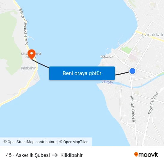 45 - Askerlik Şubesi to Kilidibahir map