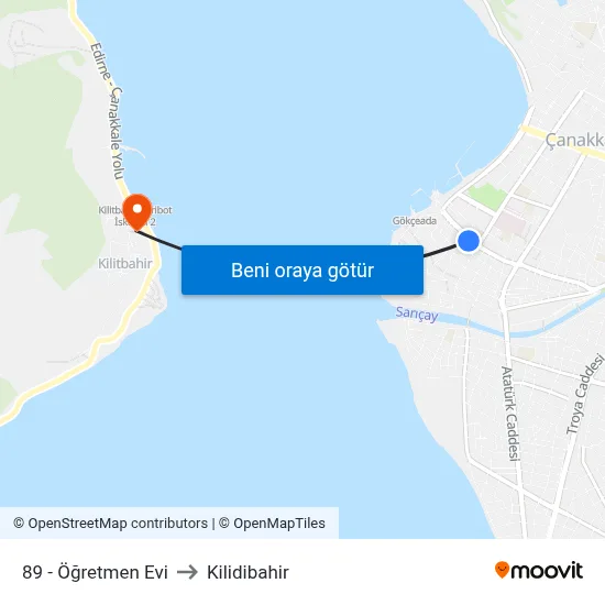 89 - Öğretmen Evi to Kilidibahir map