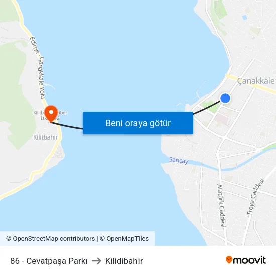 86 - Cevatpaşa Parkı to Kilidibahir map