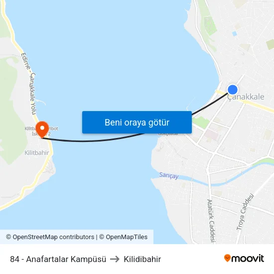 84 - Anafartalar Kampüsü to Kilidibahir map