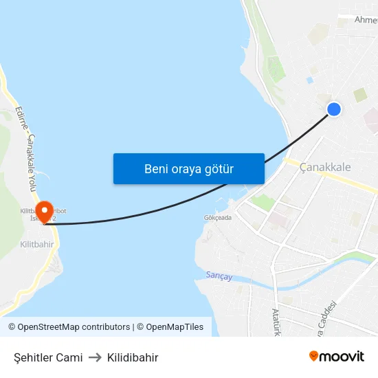 Şehitler Cami to Kilidibahir map