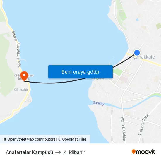 Anafartalar Kampüsü to Kilidibahir map