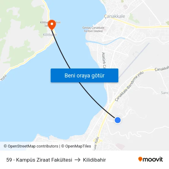 Ziraat Fakültesi to Kilidibahir map
