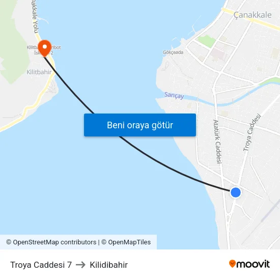 Troya Caddesi 7 to Kilidibahir map