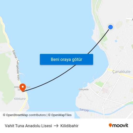 Vahit Tuna Anadolu Lisesi to Kilidibahir map