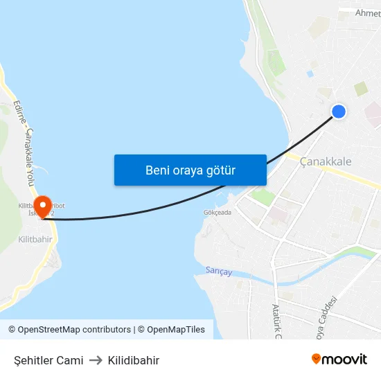 Şehitler Cami to Kilidibahir map