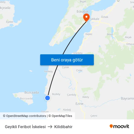 Geyikli Feribot İskelesi to Kilidibahir map