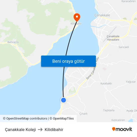Çanakkale Koleji to Kilidibahir map