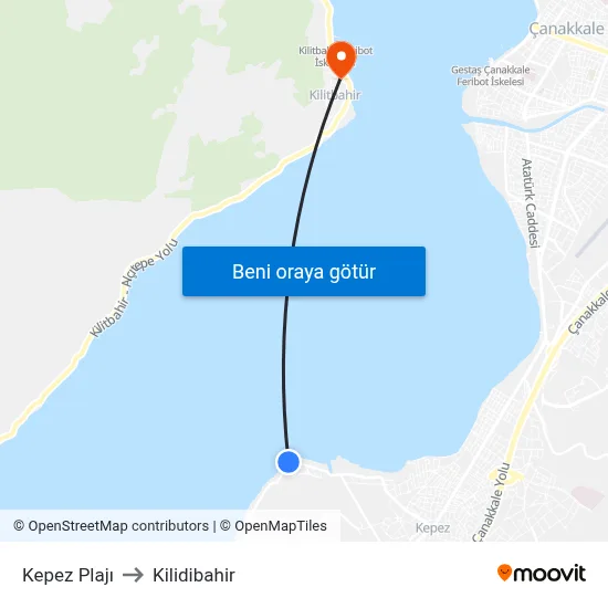 Kepez Plajı to Kilidibahir map