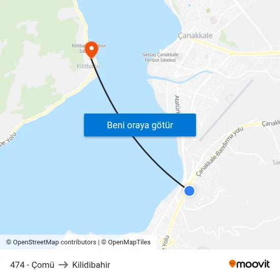 474 - Çomü to Kilidibahir map