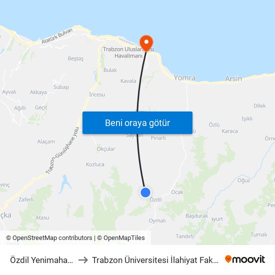 Özdil Yenimahalle1 to Trabzon Üniversitesi İlahiyat Fakültesi map