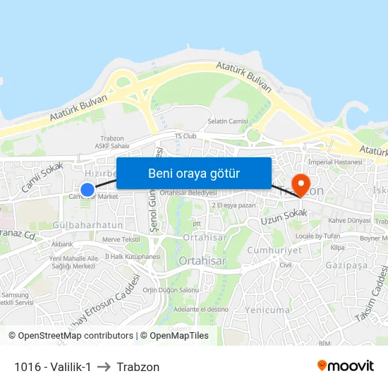 1016 - Valilik-1 to Trabzon map