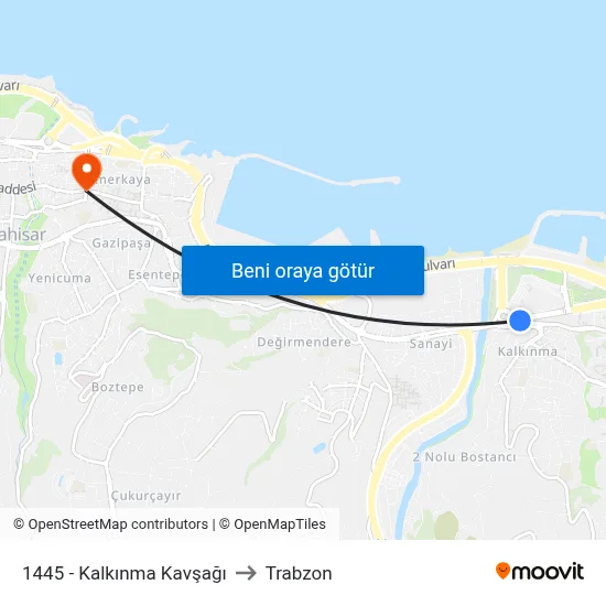 1445 - Kalkınma Kavşağı to Trabzon map