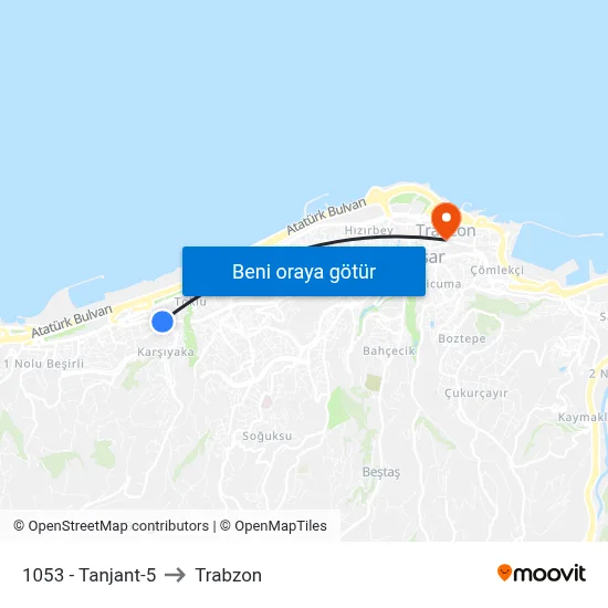 1053 - Tanjant-5 to Trabzon map