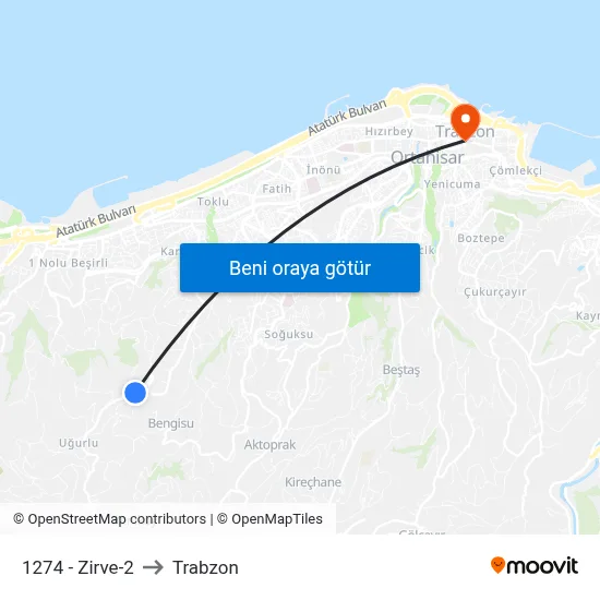 1274 - Zirve-2 to Trabzon map