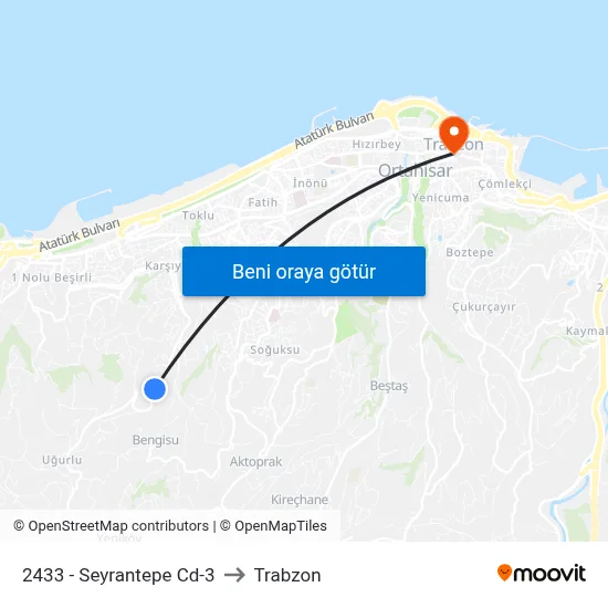 2433 - Seyrantepe Cd-3 to Trabzon map