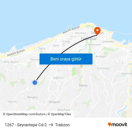 1267 - Seyrantepe Cd-2 to Trabzon map
