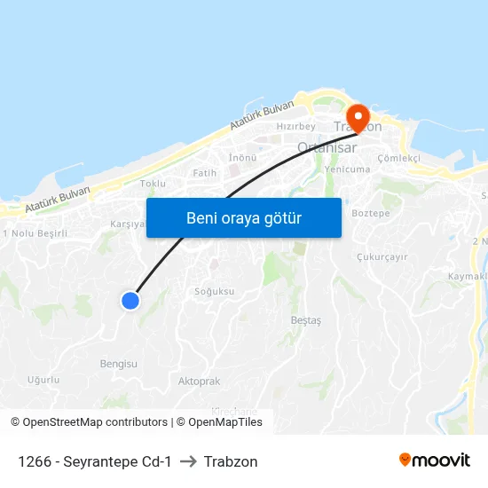 1266 - Seyrantepe Cd-1 to Trabzon map