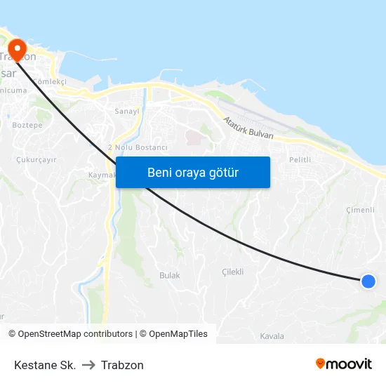 Kestane Sk. to Trabzon map