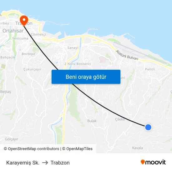 Karayemiş Sk. to Trabzon map