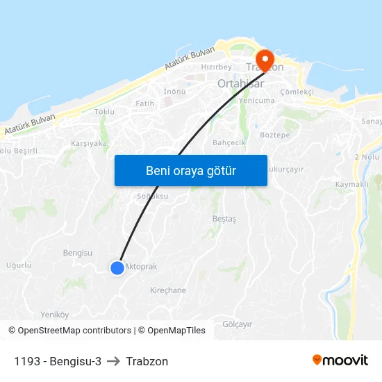 1193 - Bengisu-3 to Trabzon map