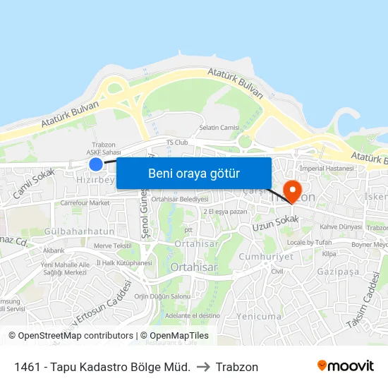 1461 - Tapu Kadastro Bölge Müd. to Trabzon map