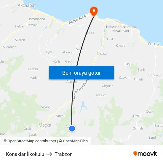 Konaklar İlkokulu to Trabzon map