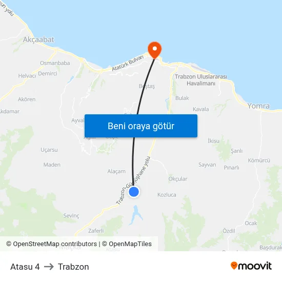 Atasu 4 to Trabzon map