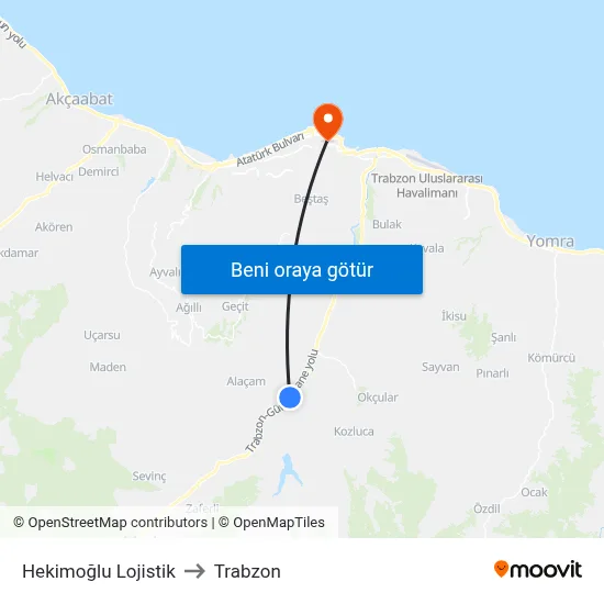 Hekimoğlu Lojistik to Trabzon map