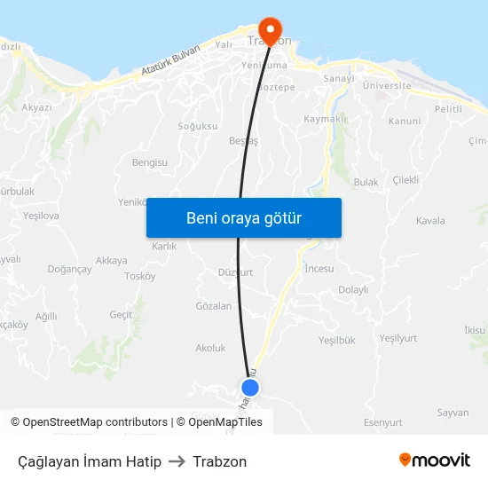 Çağlayan İmam Hatip to Trabzon map