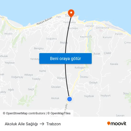 Akoluk Aile Sağlığı to Trabzon map