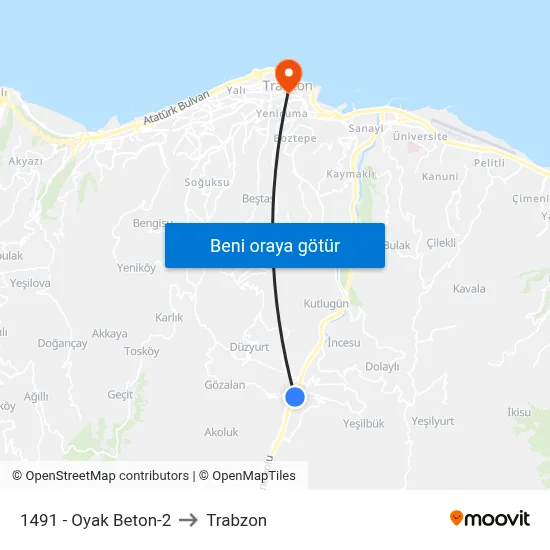 1491 - Oyak Beton-2 to Trabzon map