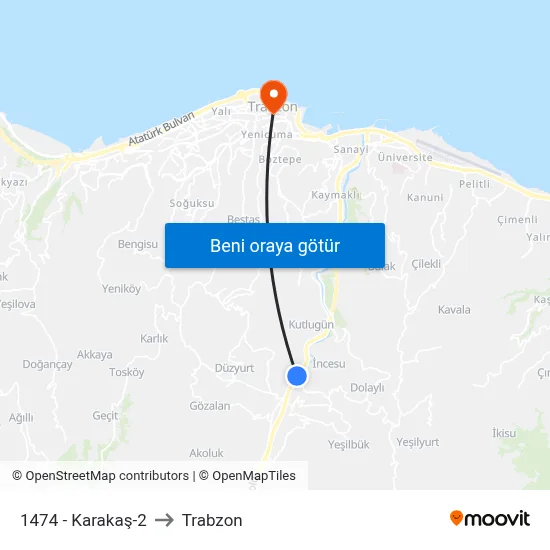 1474 - Karakaş-2 to Trabzon map