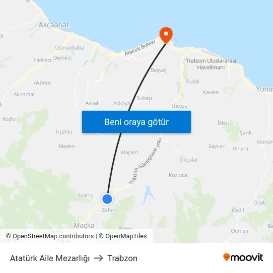 Atatürk Aile Mezarlığı to Trabzon map