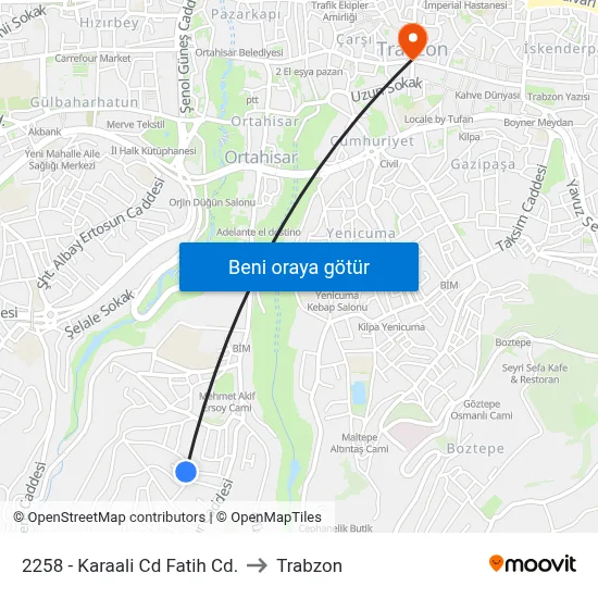 2258 - Karaali Cd Fatih Cd. to Trabzon map