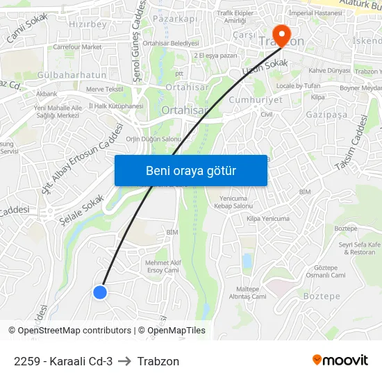 2259 - Karaali Cd-3 to Trabzon map