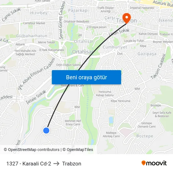 1327 - Karaali Cd-2 to Trabzon map