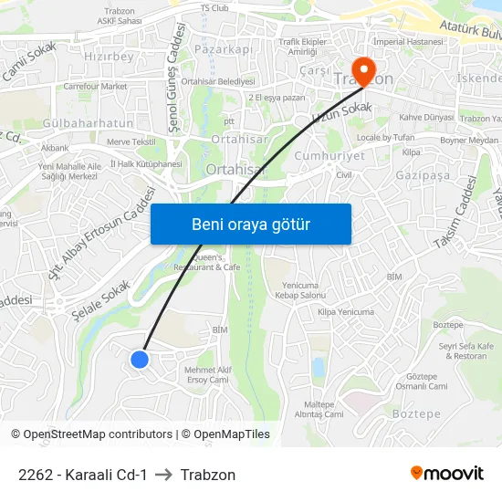 2262 - Karaali Cd-1 to Trabzon map