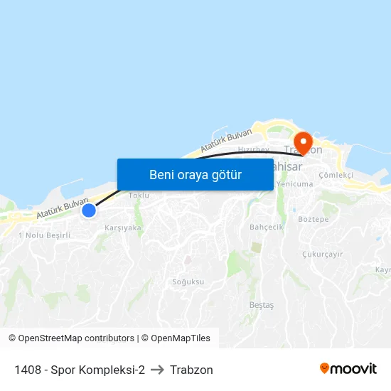 1408 - Spor Kompleksi-2 to Trabzon map