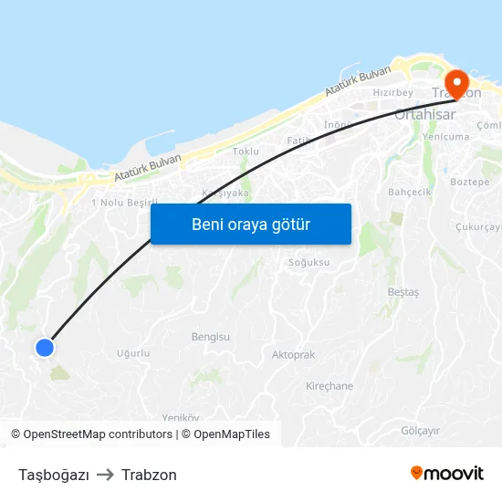 Taşboğazı to Trabzon map