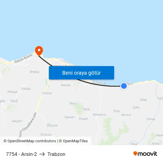 7754 - Arsin-2 to Trabzon map