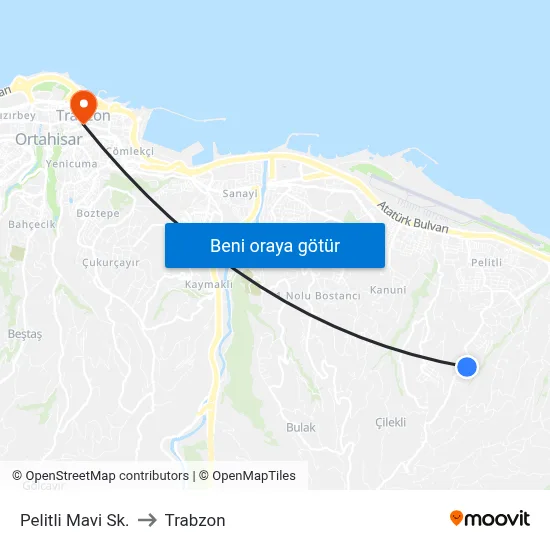 Pelitli Mavi Sk. to Trabzon map