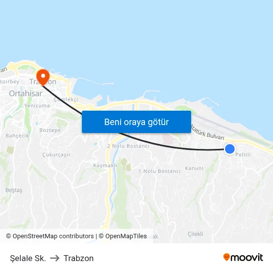 Şelale Sk. to Trabzon map